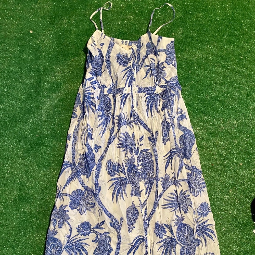 H&M Floral Hawaiian Summer Dress Blue 12